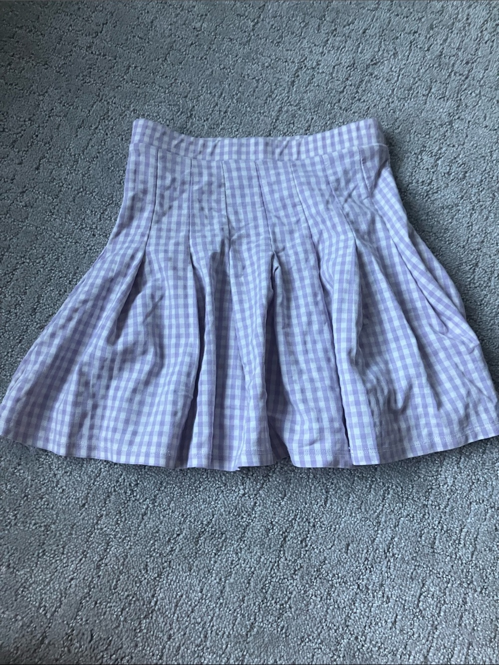 Altar'd State Lavender Gingham Pleated Skater Skirt